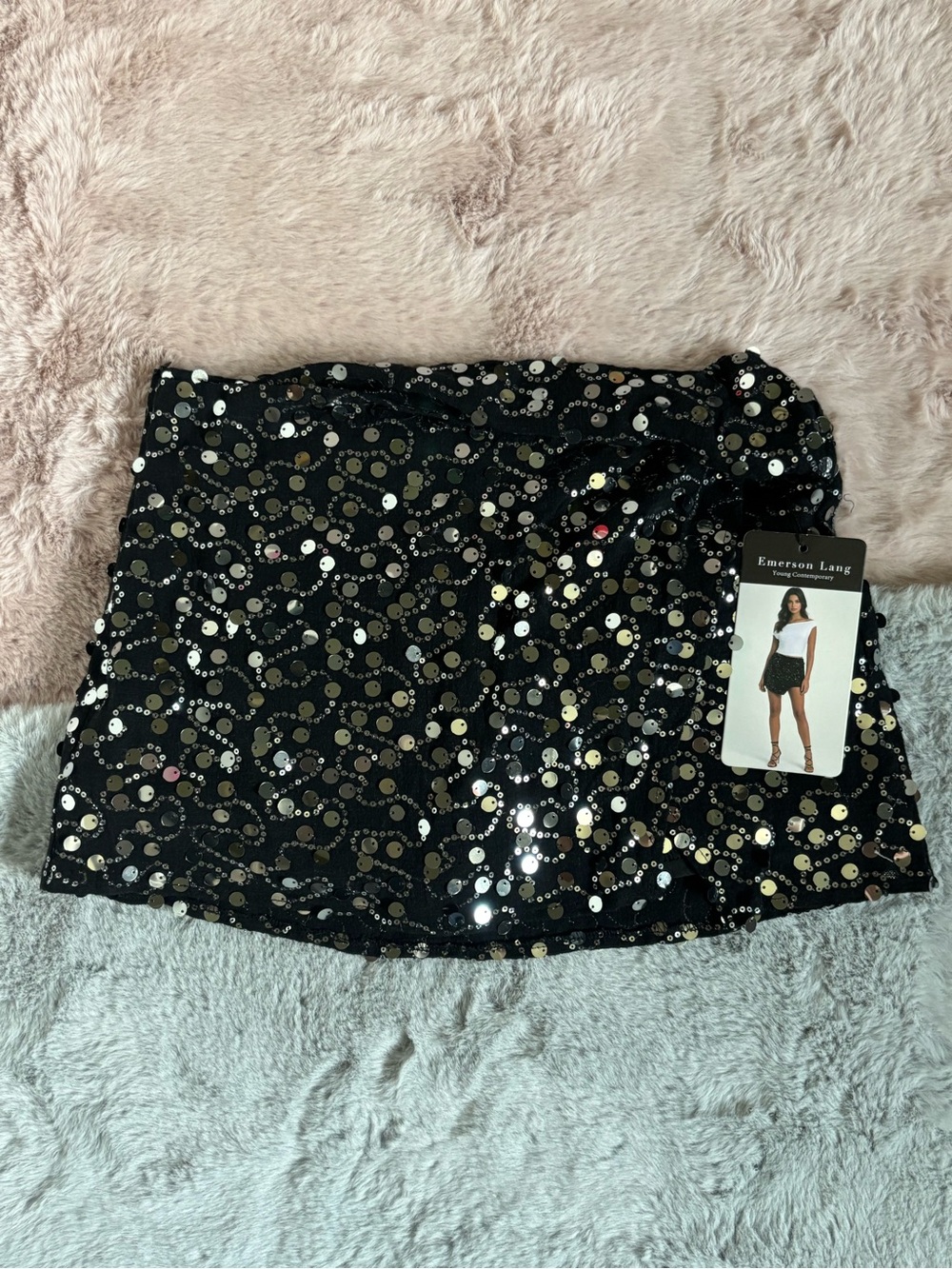 Emerson lang black sequin skort